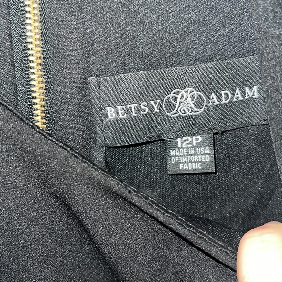 Betsy & Adam ARIELLE" SCUBA CREPE RUFFLE SLIT GOWN - Picture 10 of 13